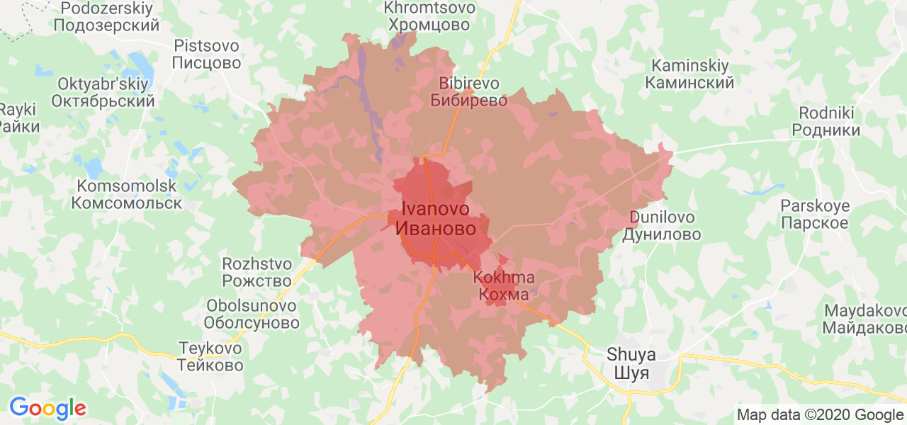 Изображение Ивановского района Ивановской области на карте