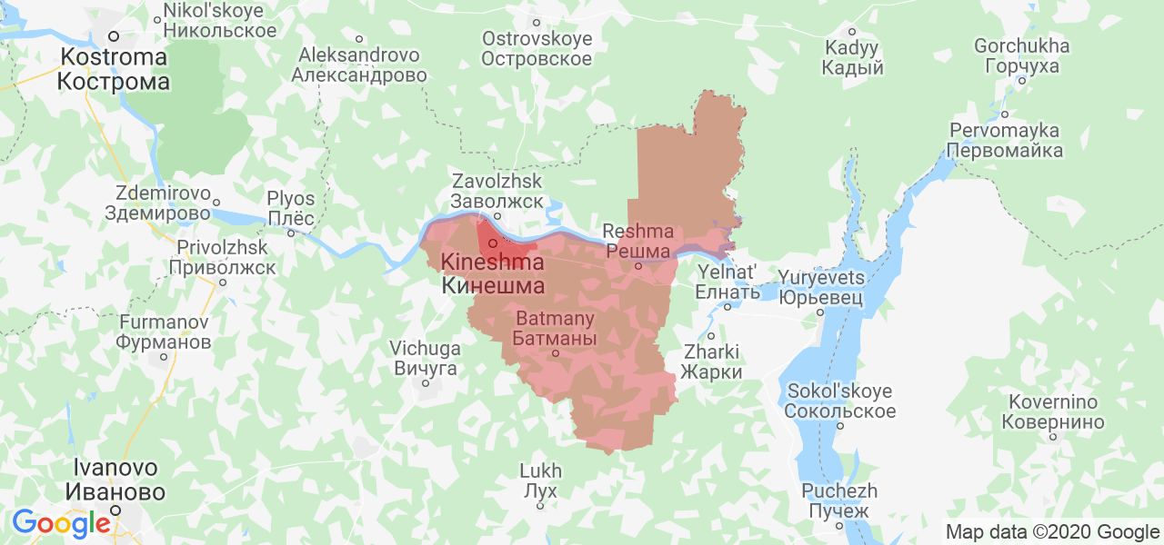 Кинешемский район карта подробная с деревнями спутниковая