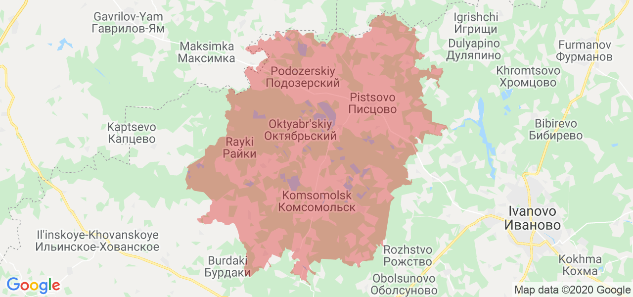 Изображение Комсомольского района Ивановской области на карте