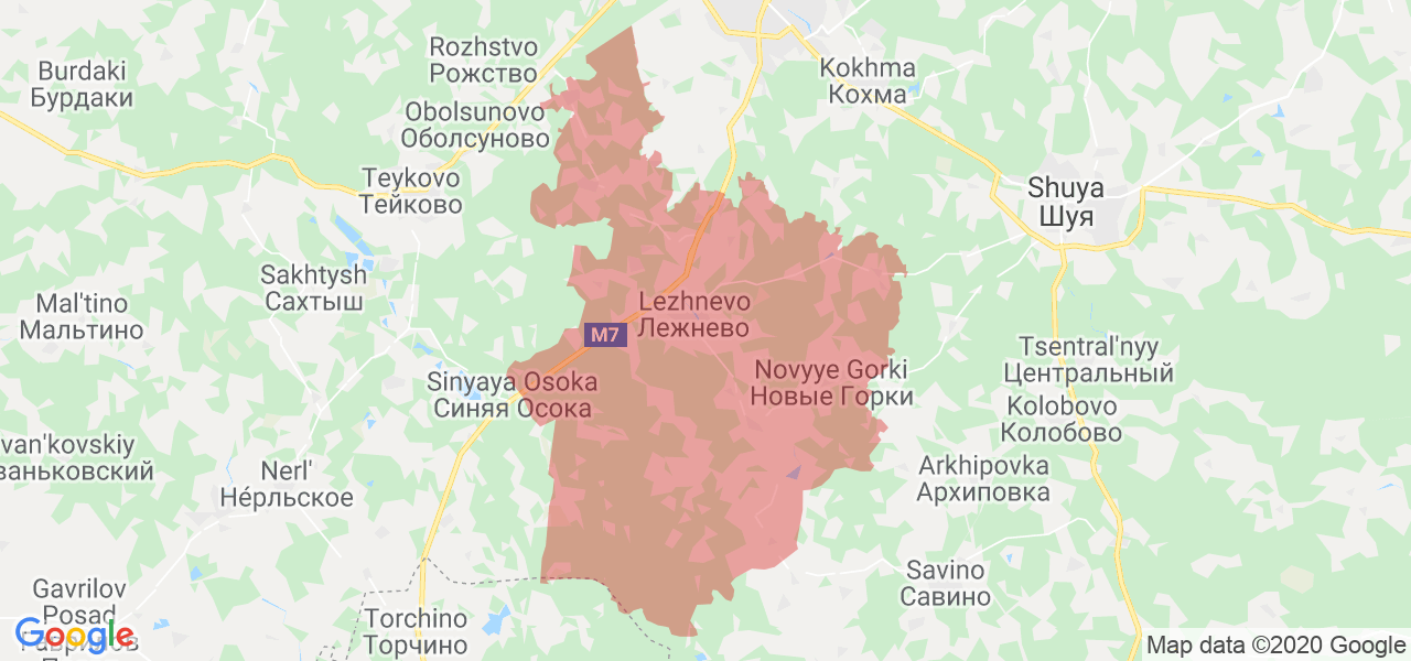 Изображение Лежневского района Ивановской области на карте