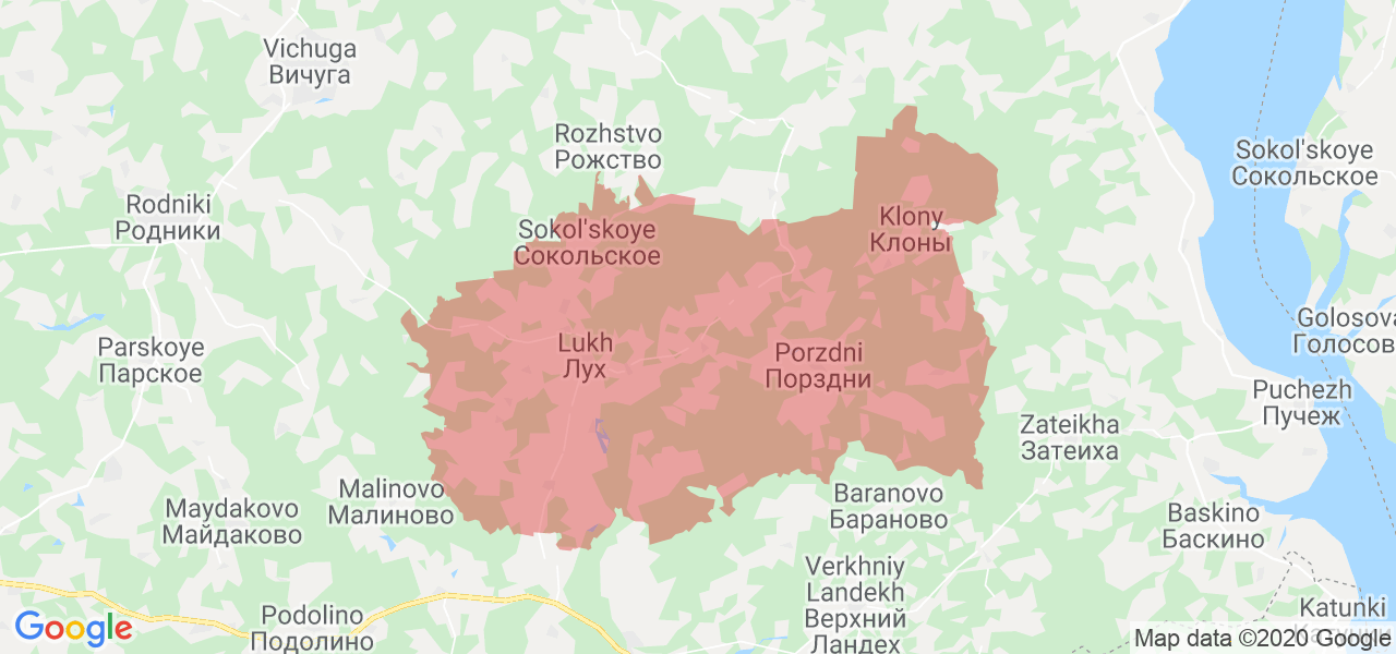 Изображение Лухского района Ивановской области на карте