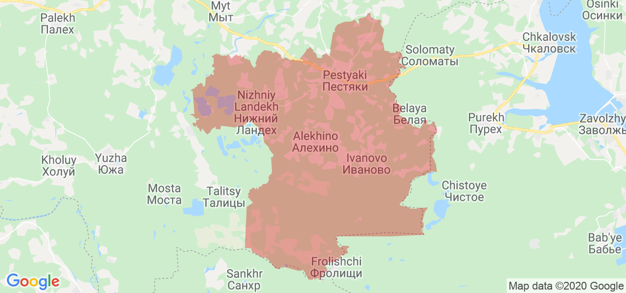 Изображение Пестяковского района Ивановской области на карте