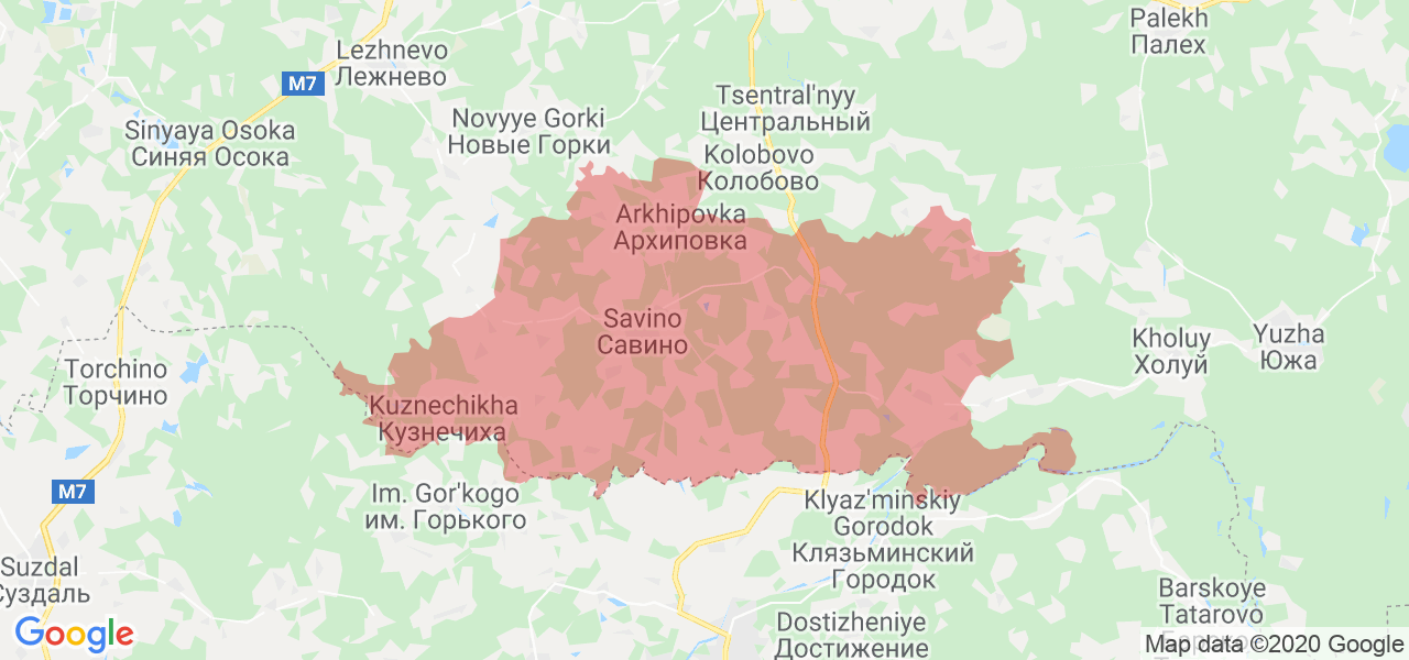 Изображение Савинского района Ивановской области на карте