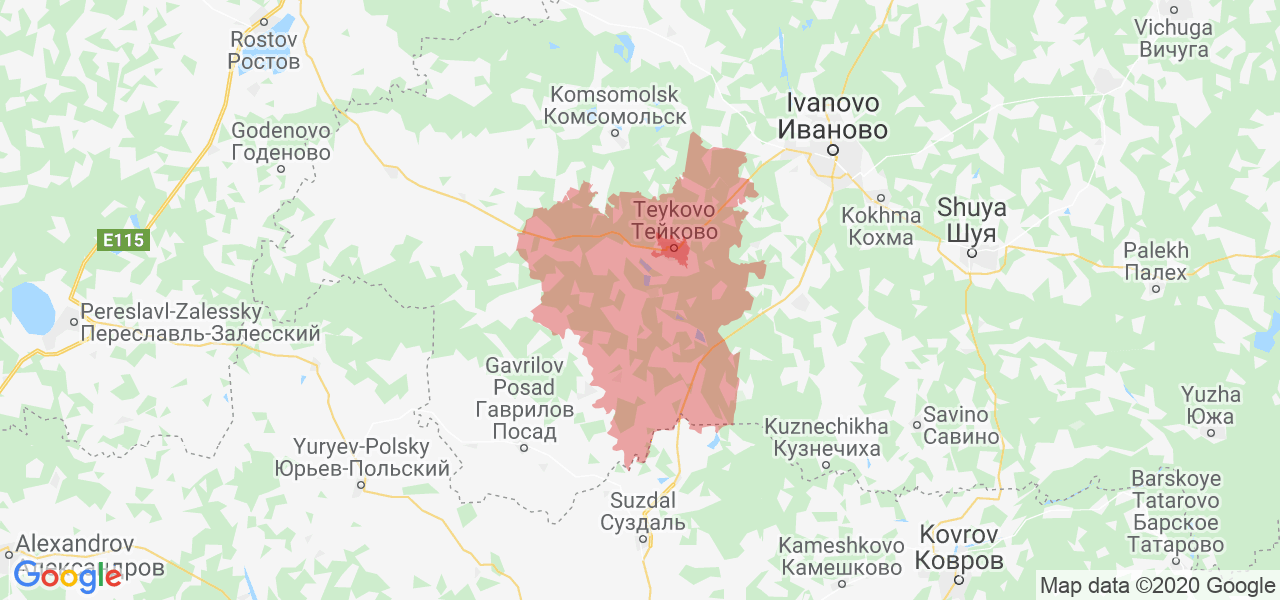 Изображение Тейковского района Ивановской области на карте