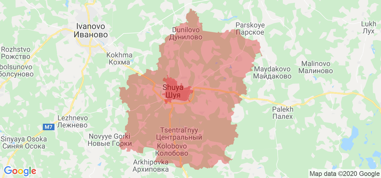 Изображение Шуйского района Ивановской области на карте