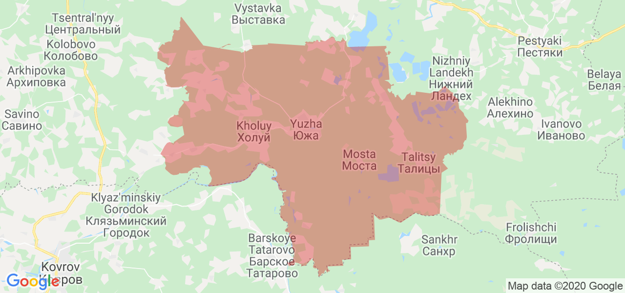 Изображение Южского района Ивановской области на карте