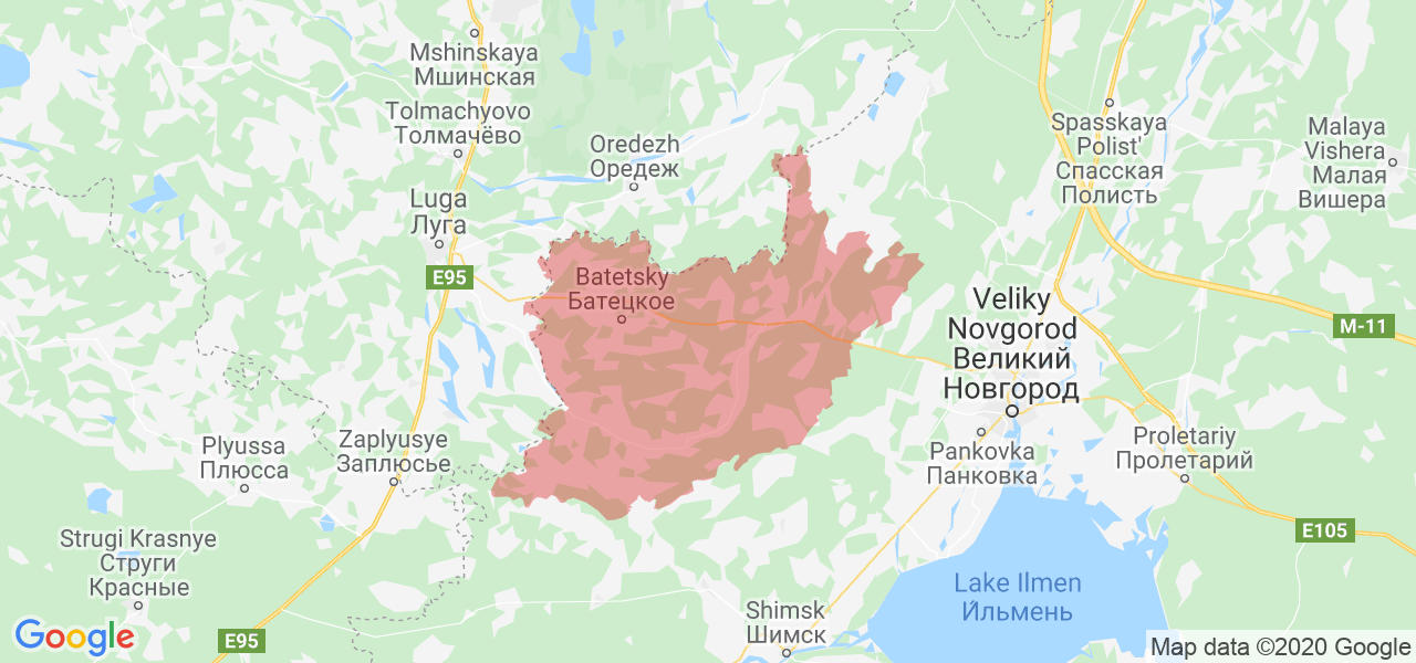 Изображение Батецкого района Новгородской области на карте