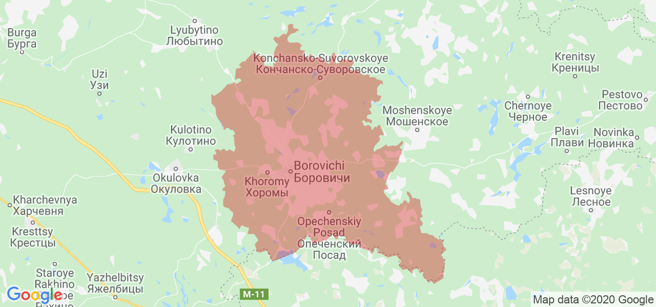 Изображение Боровичского района Новгородской области на карте