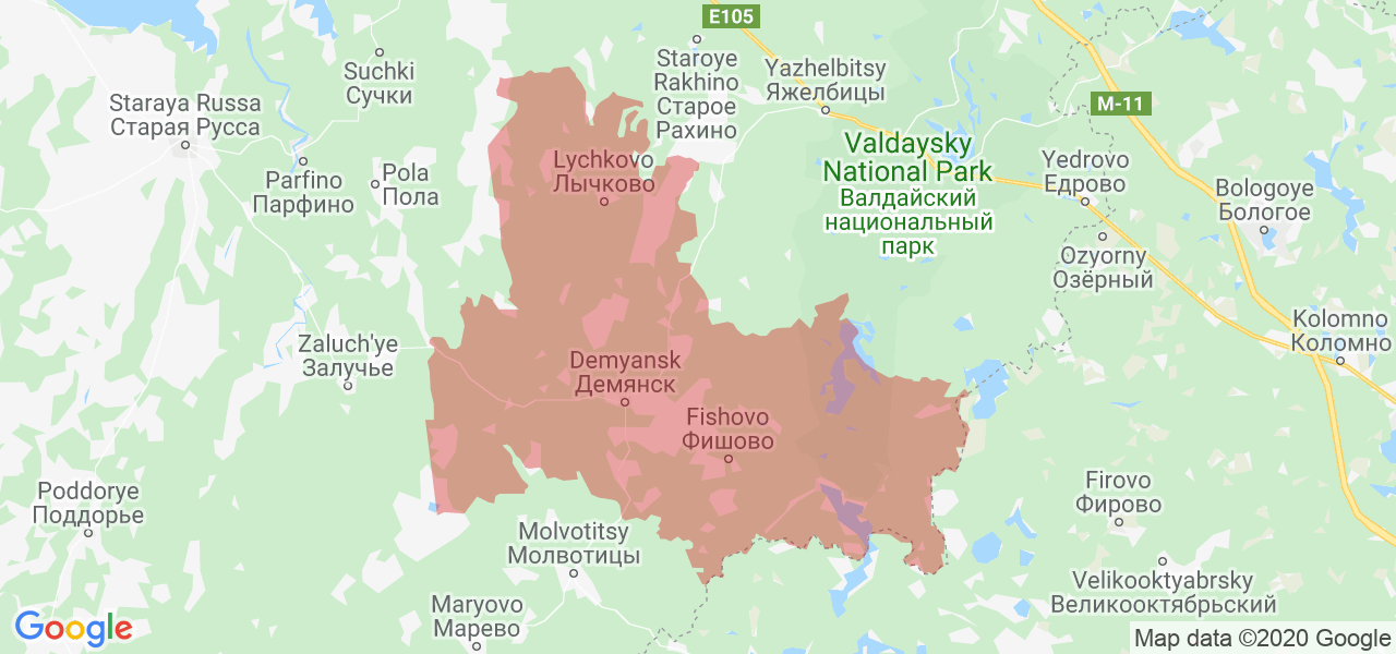 Изображение Демянского района Новгородской области на карте
