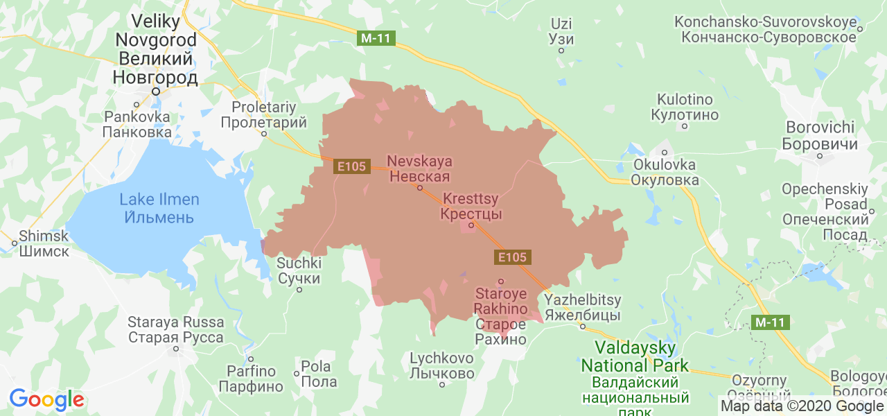 Изображение Крестецкого района Новгородской области на карте