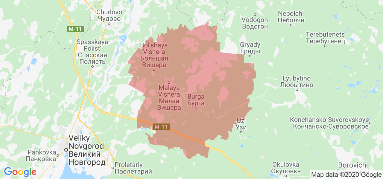 Изображение Маловишерского района Новгородской области на карте