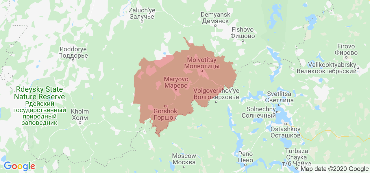 Изображение Марёвского района Новгородской области на карте