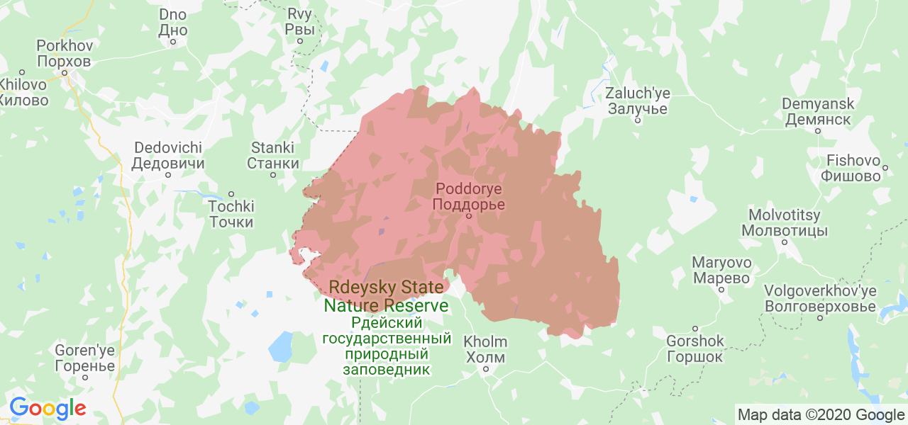 Изображение Поддорского района Новгородской области на карте