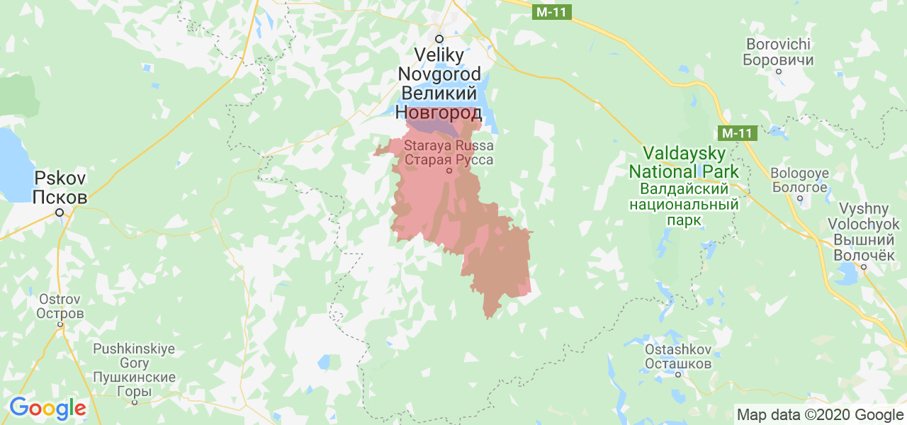 Изображение Старорусского района Новгородской области на карте