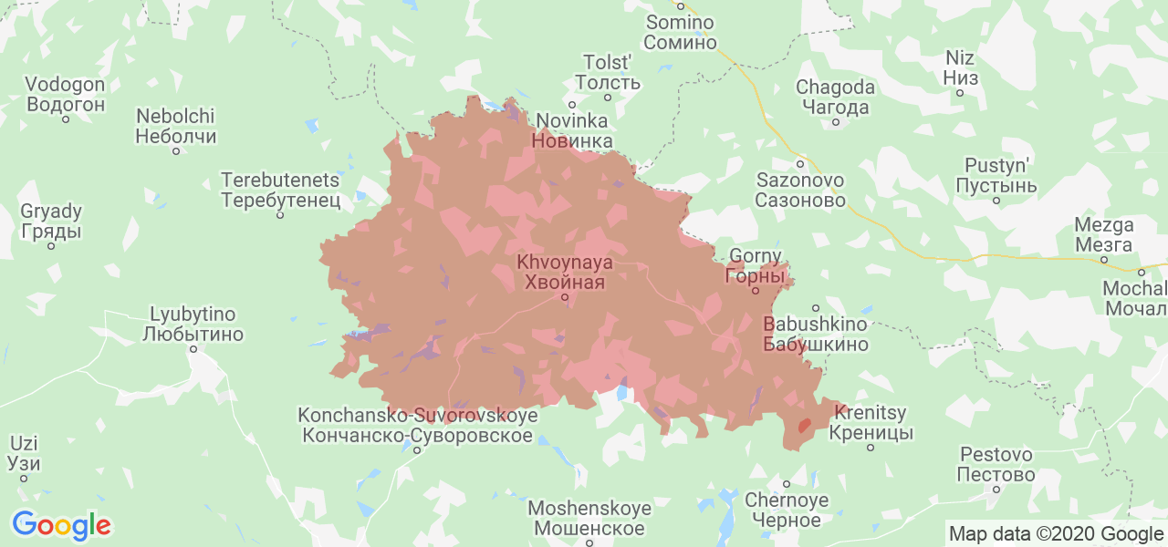 Изображение Хвойнинского района Новгородской области на карте
