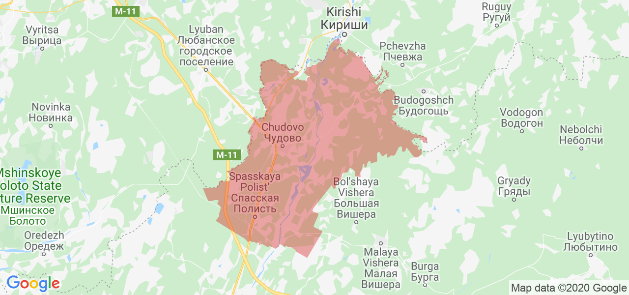 Изображение Чудовского района Новгородской области на карте