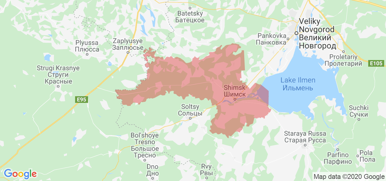 Изображение Шимского района Новгородской области на карте