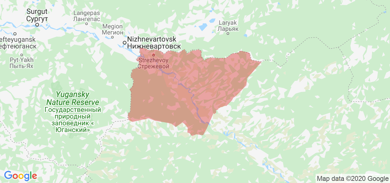 Изображение Александровского района Томской области на карте