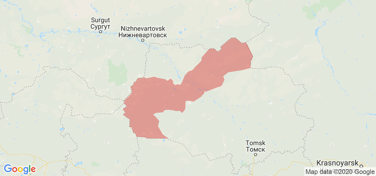 Изображение Каргасокского района Томской области на карте