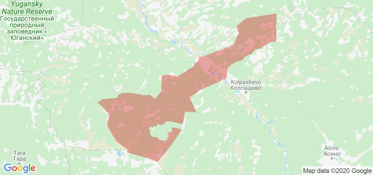Изображение Парабельского района Томской области на карте