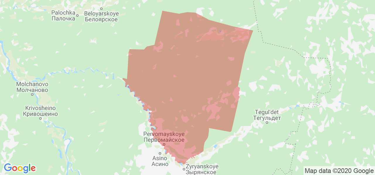 Изображение Первомайского района Томской области на карте