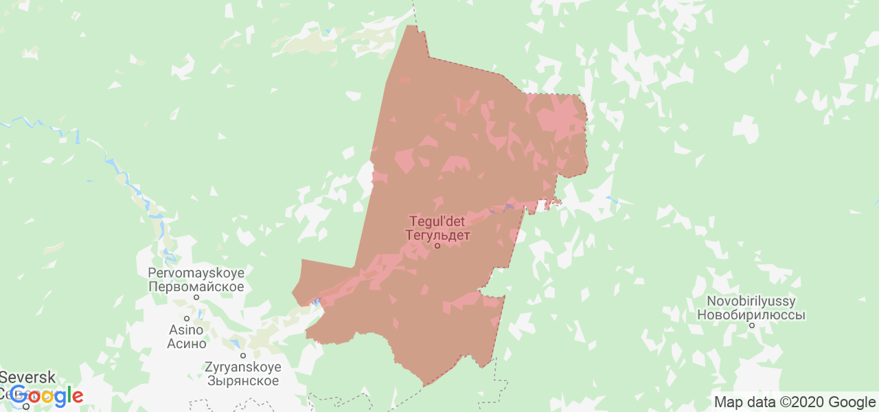 Изображение Тегульдетского района Томской области на карте