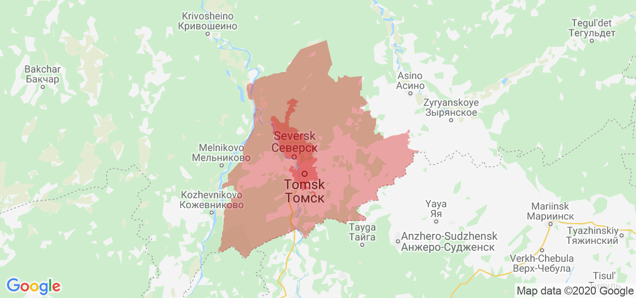 Изображение Томского района Томской области на карте