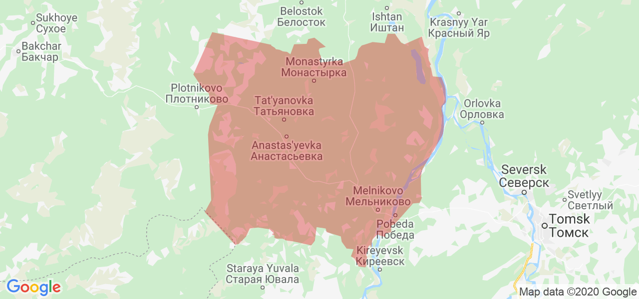 Изображение Шегарского района Томской области на карте