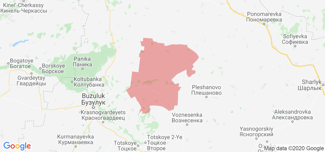 Изображение Грачёвского района Оренбургской области на карте