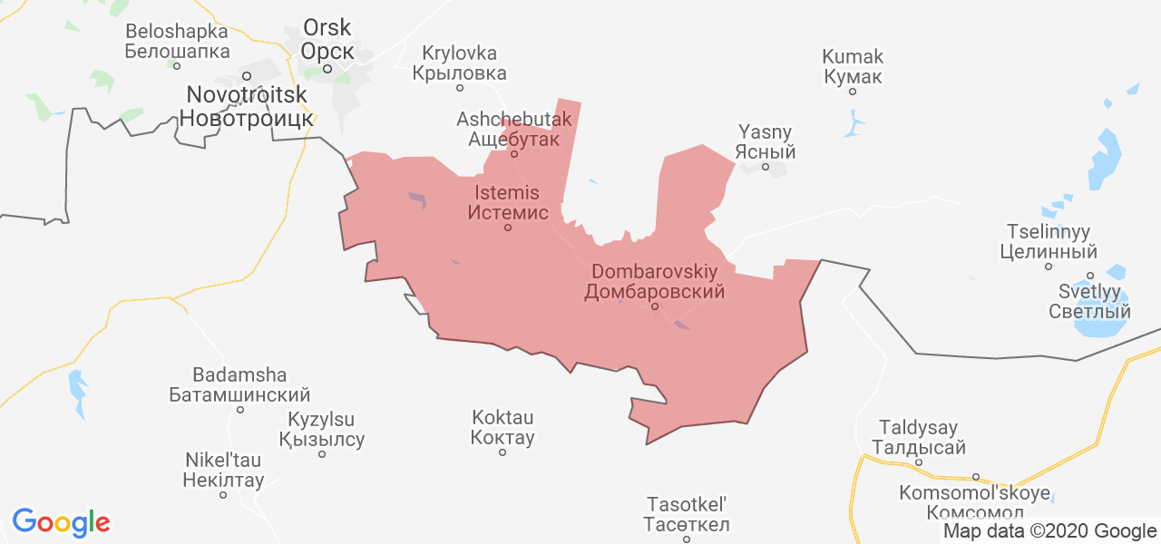 Изображение Домбаровского района Оренбургской области на карте