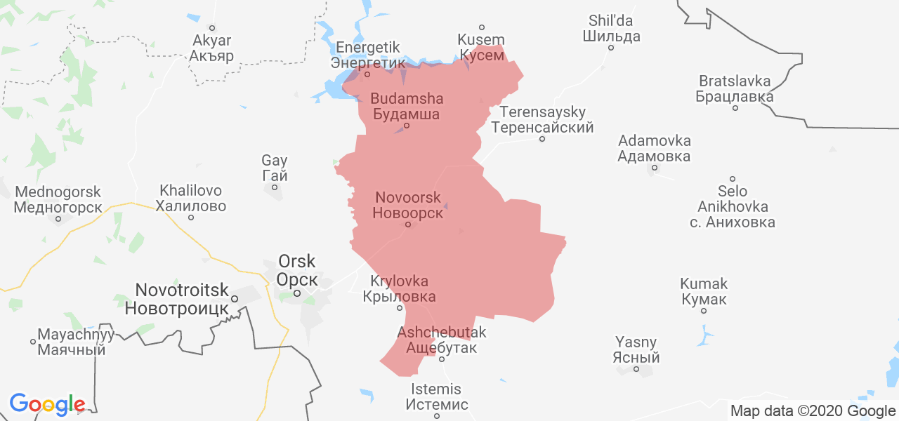 Изображение Новоорского района Оренбургской области на карте