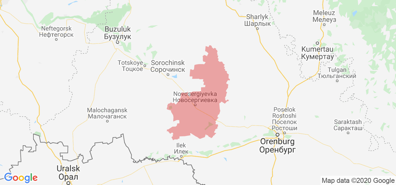 Изображение Новосергиевского района Оренбургской области на карте