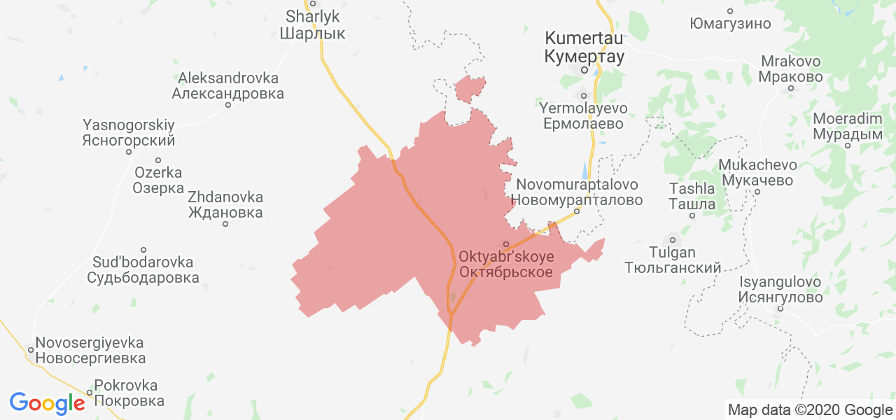 Изображение Октябрьского района Оренбургской области на карте