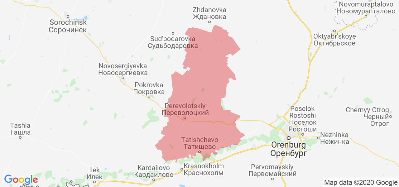 Изображение Переволоцкого района Оренбургской области на карте