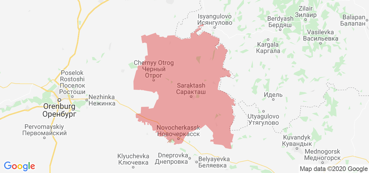 Изображение Саракташского района Оренбургской области на карте