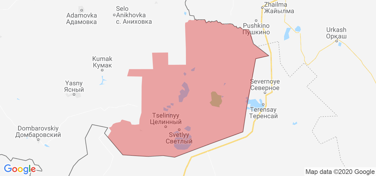 Изображение Светлинского района Оренбургской области на карте