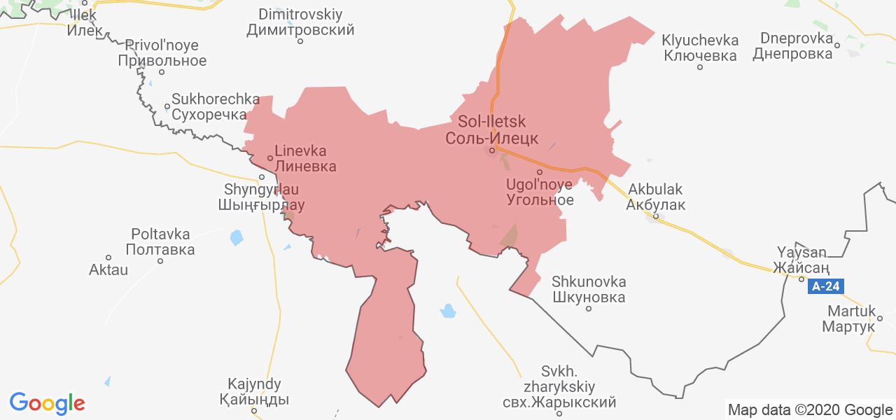 Изображение Соль-Илецкого района Оренбургской области на карте
