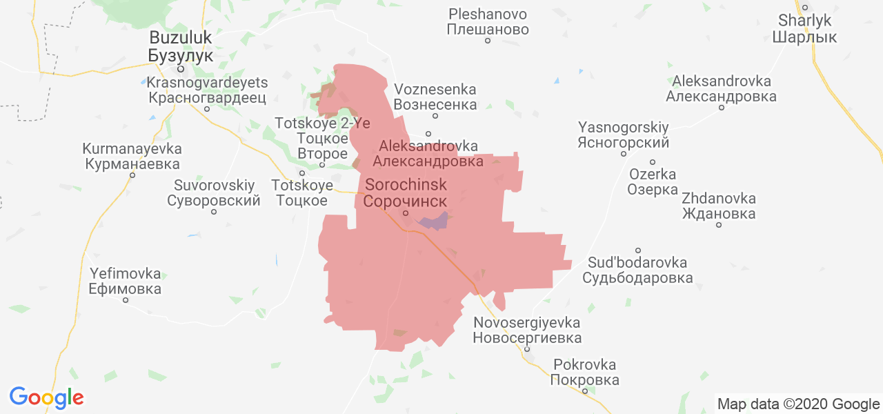 Изображение Сорочинского района Оренбургской области на карте