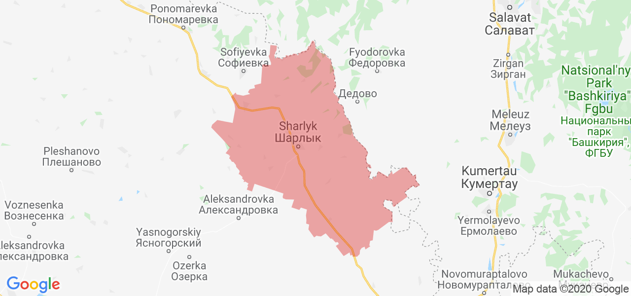 Изображение Шарлыкского района Оренбургской области на карте