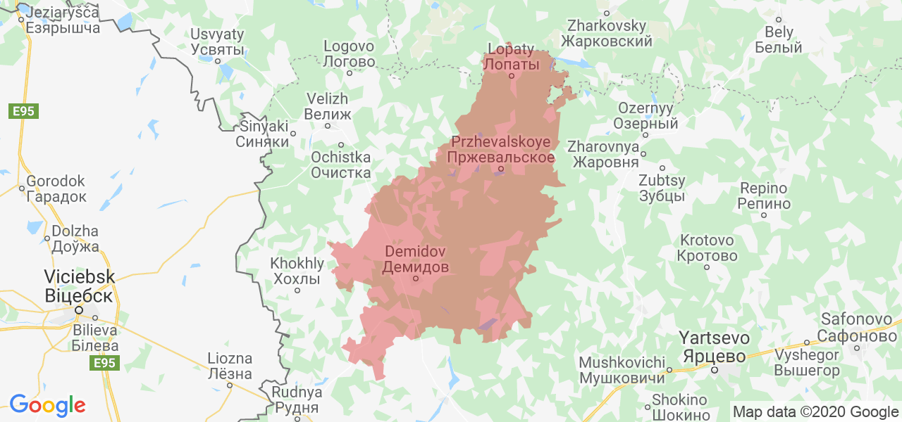 Изображение Демидовского района Смоленской области на карте