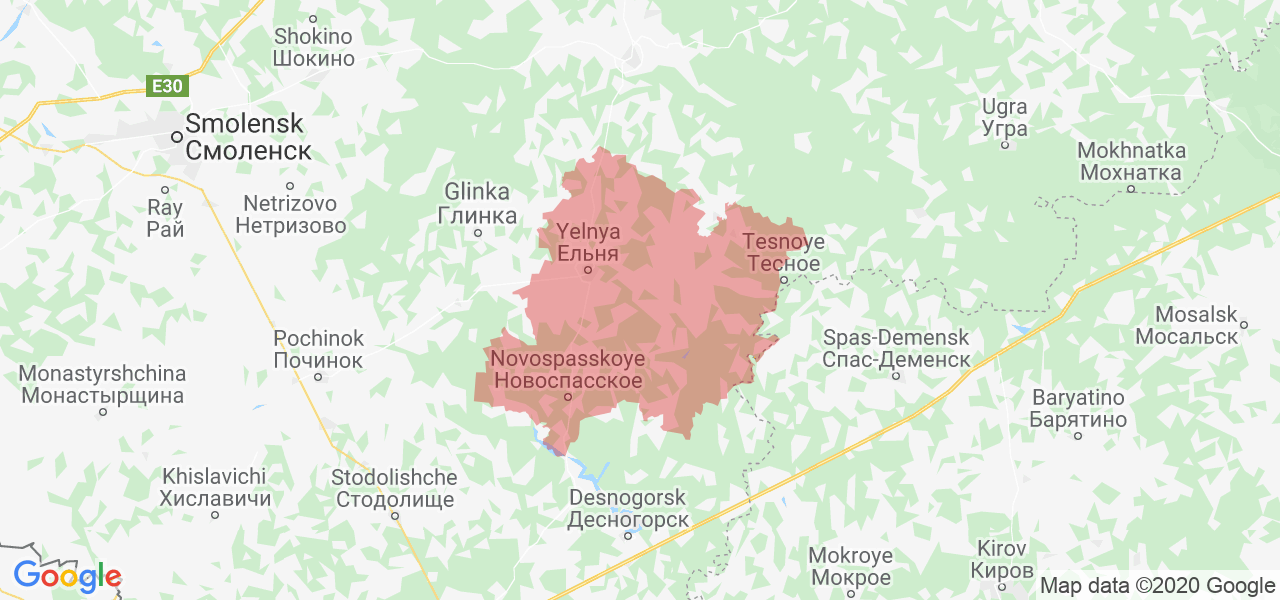 Изображение Ельнинского района Смоленской области на карте