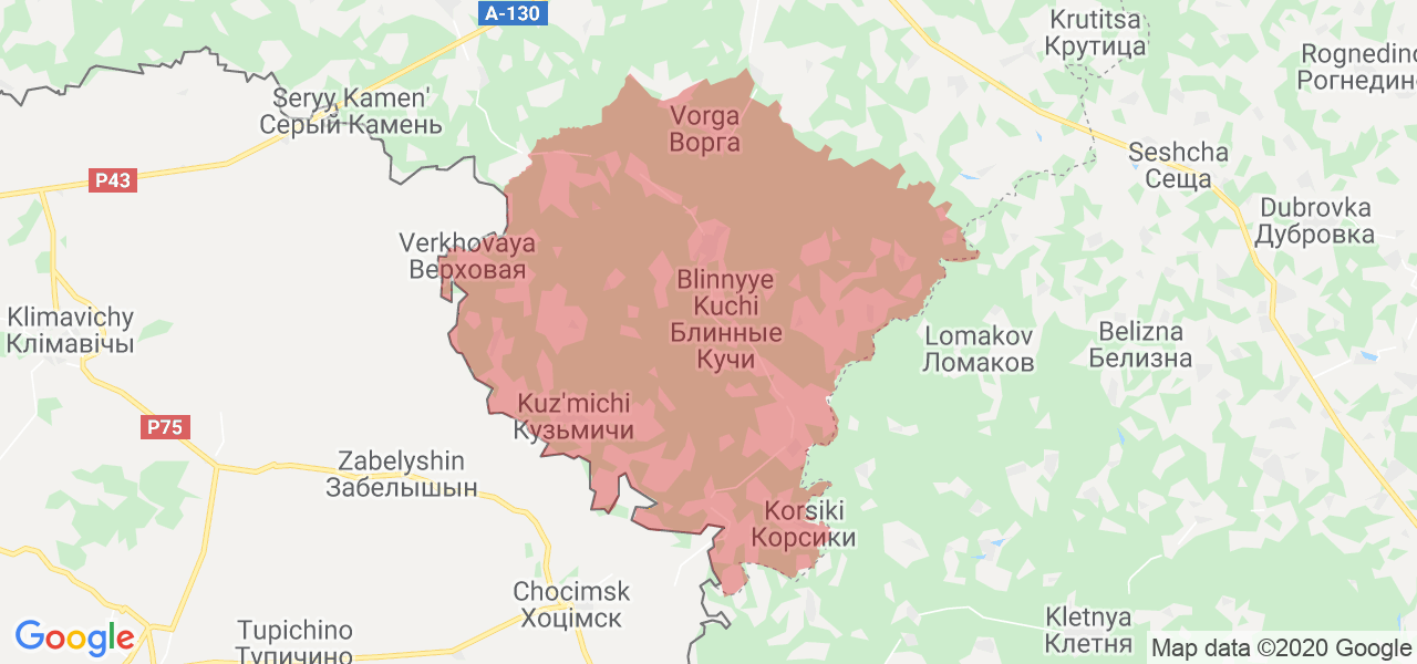 Изображение Ершичского района Смоленской области на карте
