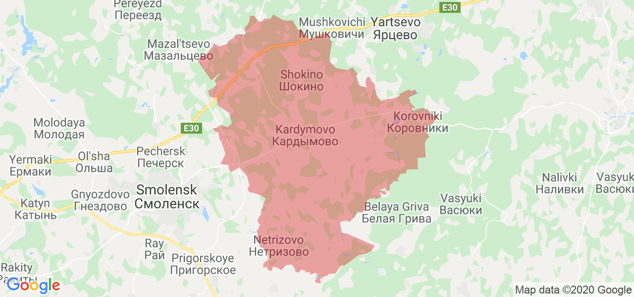Изображение Кардымовского района Смоленской области на карте