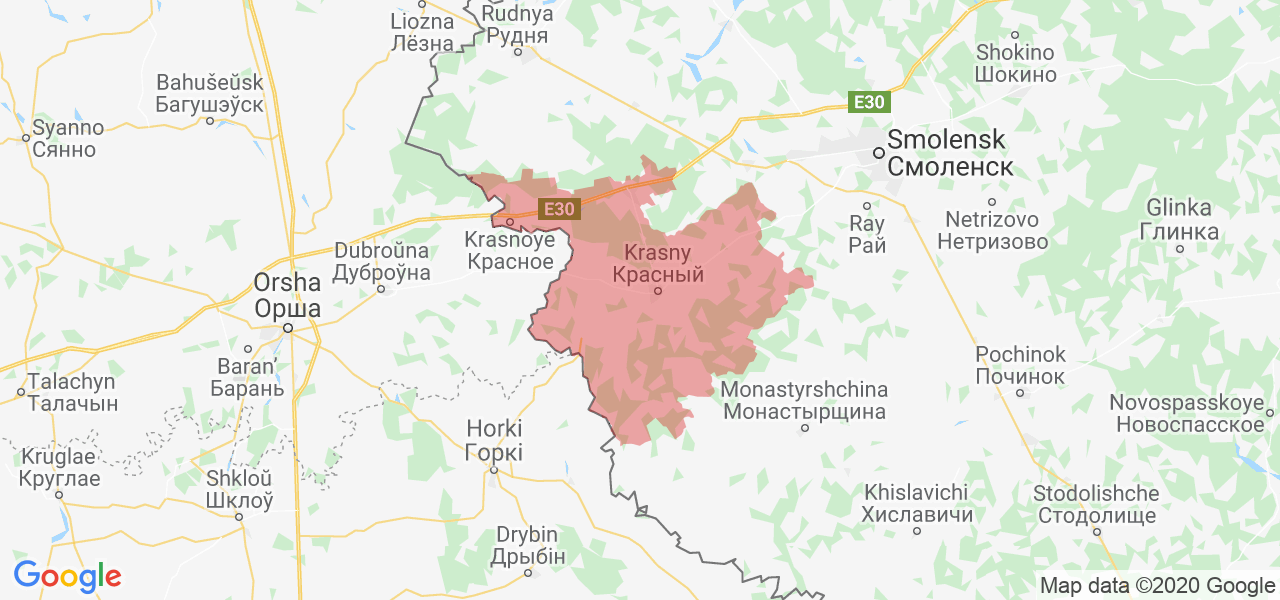 Изображение Краснинского района Смоленской области на карте