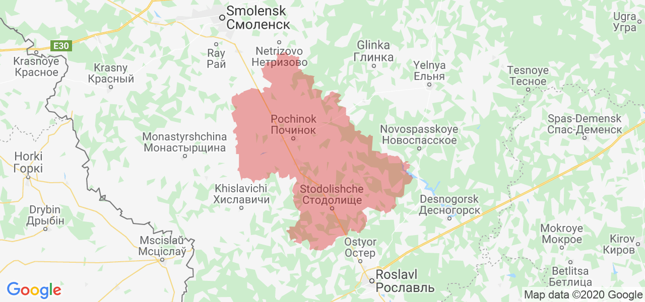 Изображение Починковского района Смоленской области на карте