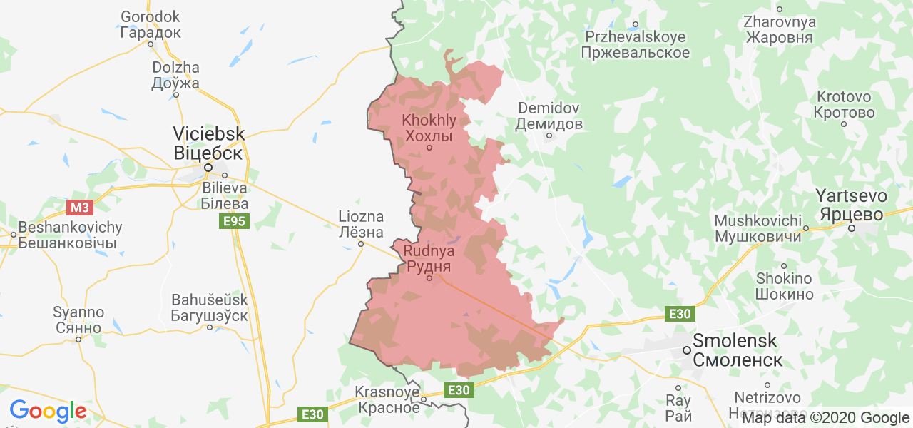 Изображение Руднянского района Смоленской области на карте