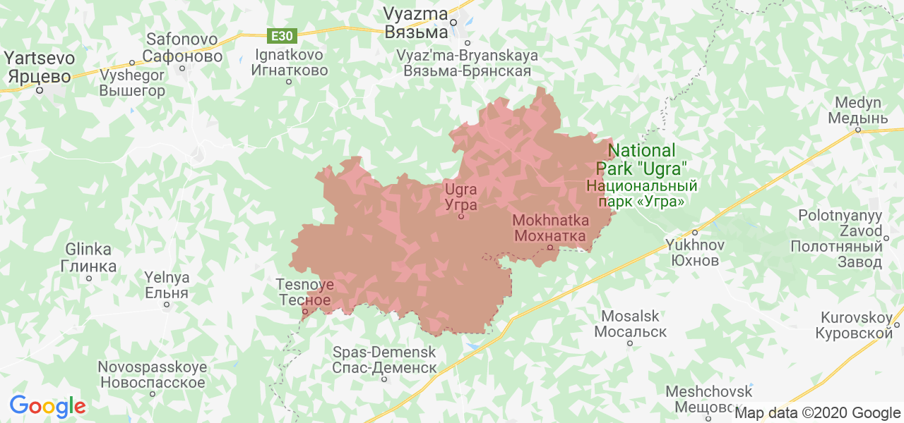 Изображение Угранского района Смоленской области на карте