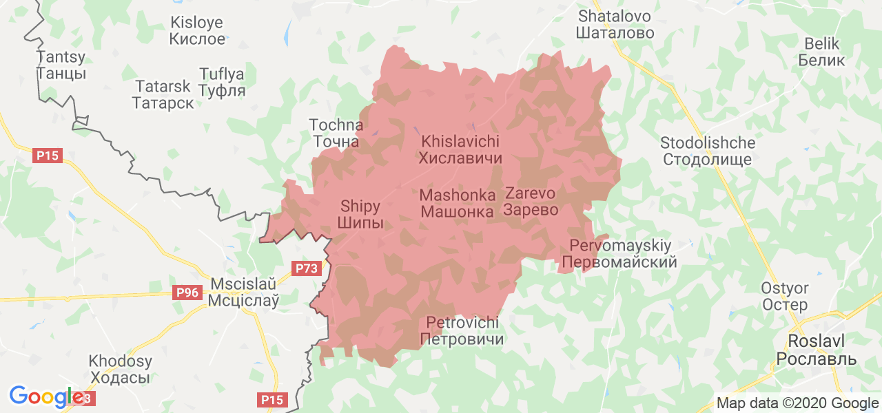 Изображение Хиславичского района Смоленской области на карте