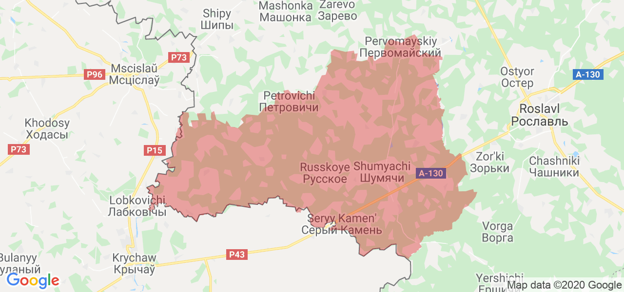 Изображение Шумячского района Смоленской области на карте