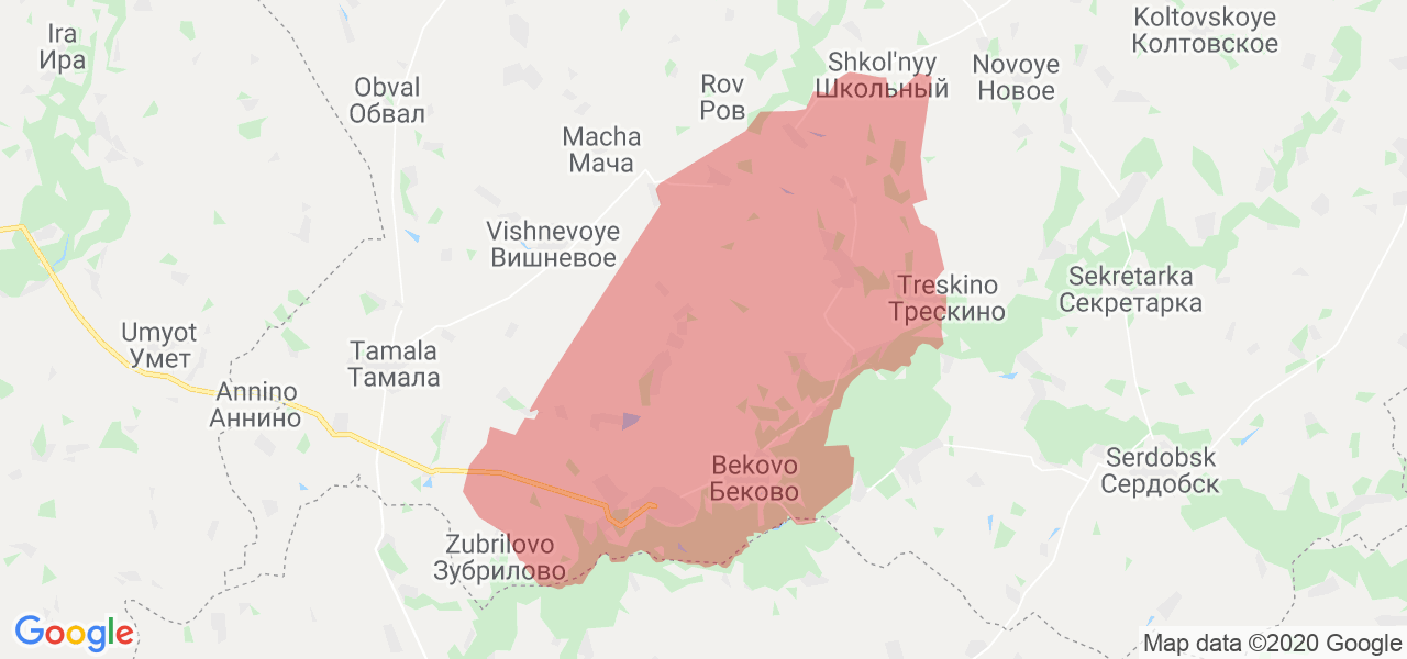 Изображение Бековского района Пензенской области на карте